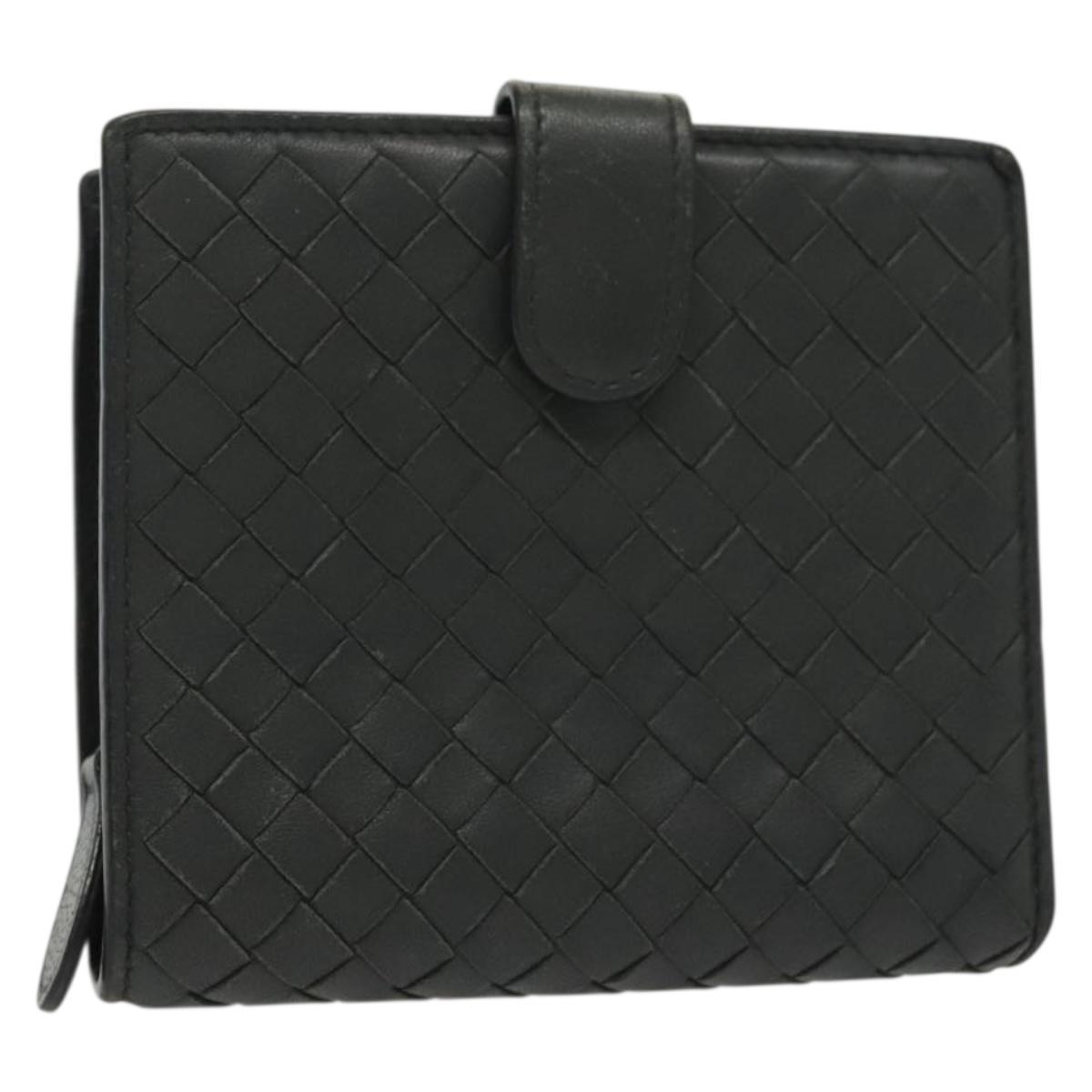 Bottega Veneta Intrecciato Wallet Leather Gray Auth Sw1423
